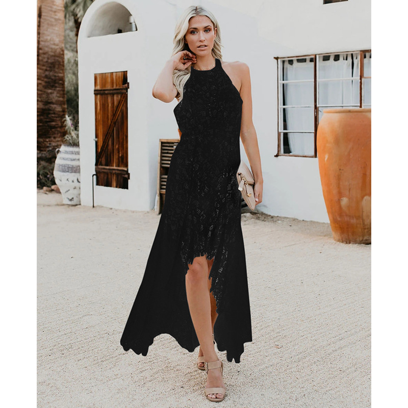 Elegant Solid Lace Cutout Dress Back Dress Black - Shop at LoveMi