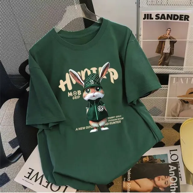 Colorful Right Shoulder Short T shirt Half Sleeve Green - Shop at LoveMi
