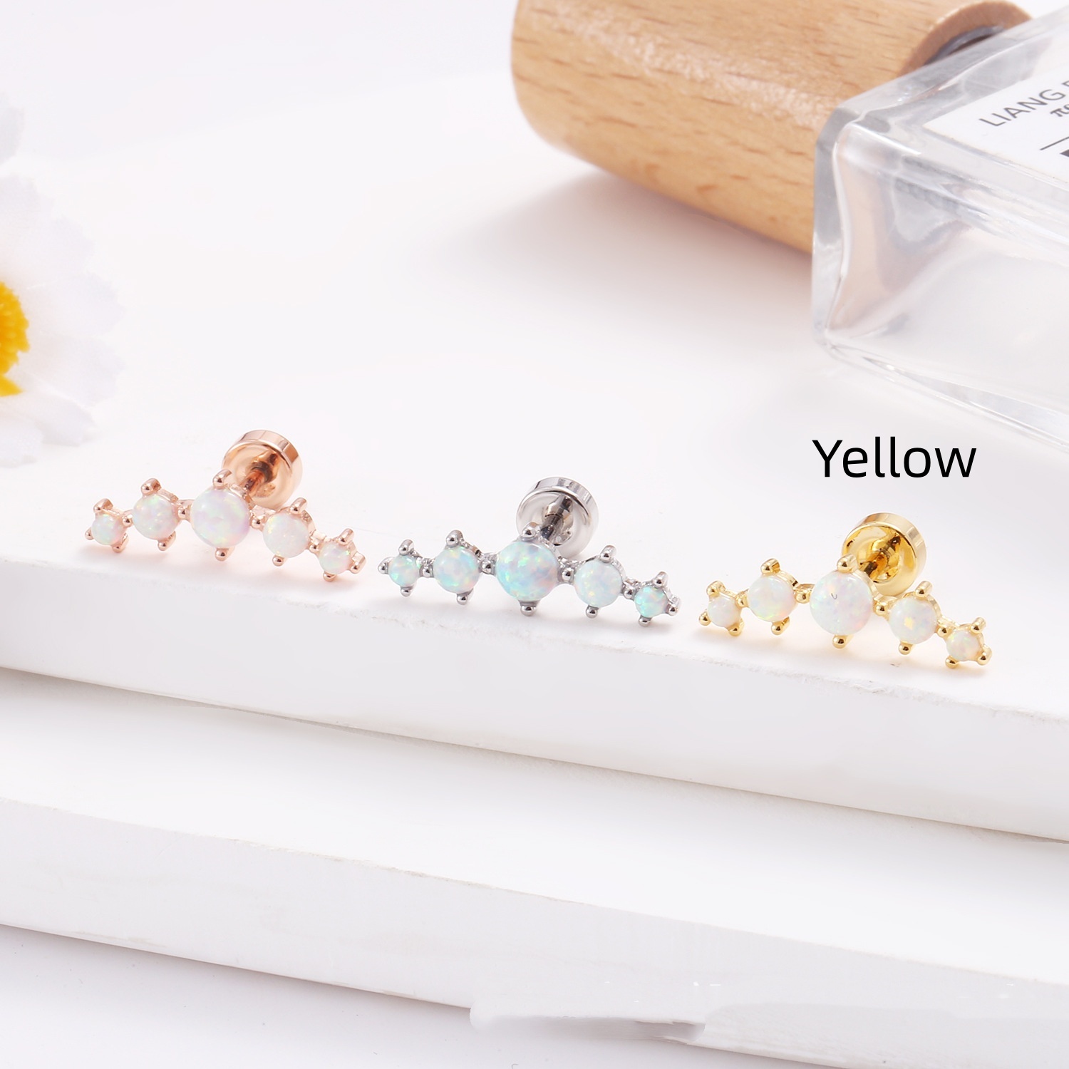 Stainless Steel Lip Studs With Heart shaped Zircon Earrings thumbnail 8