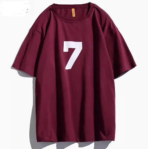 Digital Print Casual Couple Round Neck Half Sleeve 7292Wine Red - Shop at LoveMi