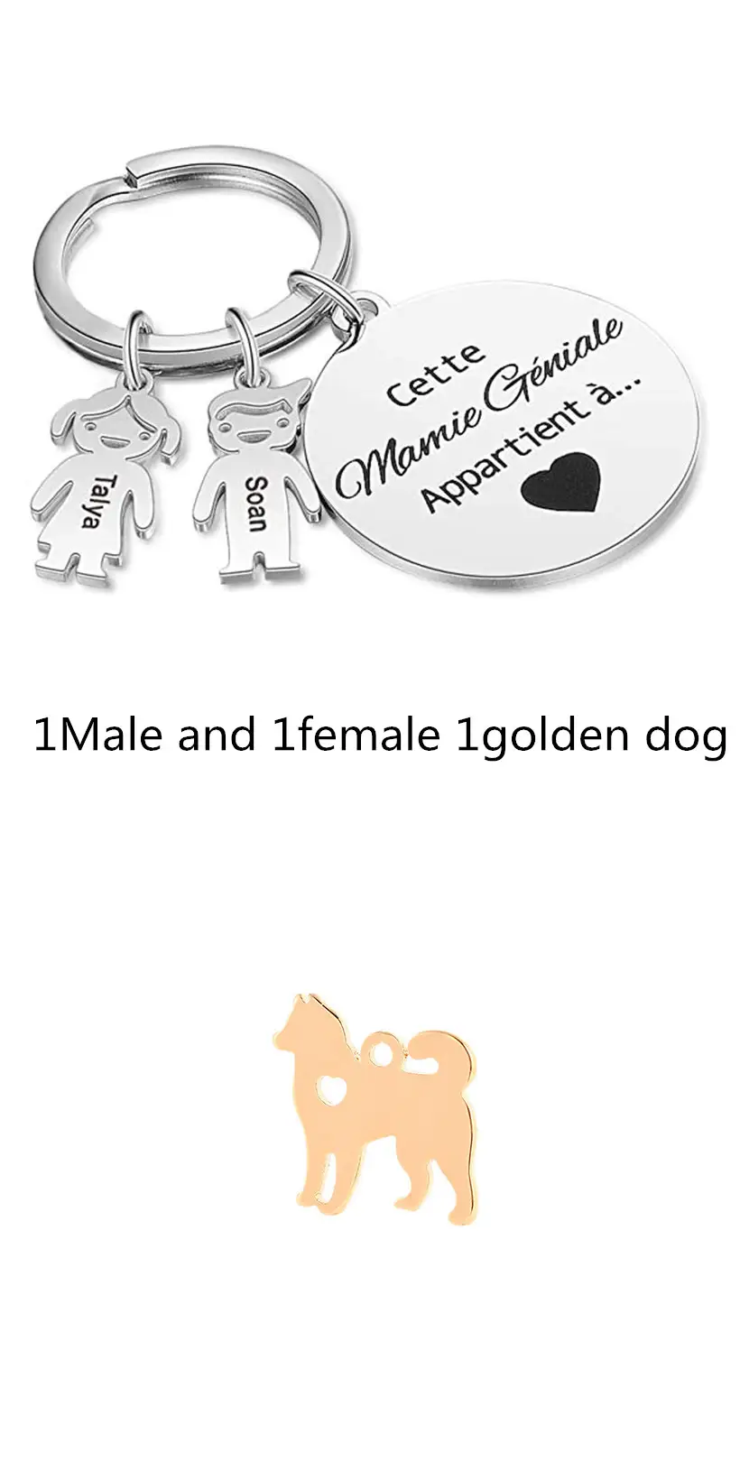 Custom Key Ring Key Accessories Pet Dog Stainless Steel Puppy Hollow Peach Heart Pendant