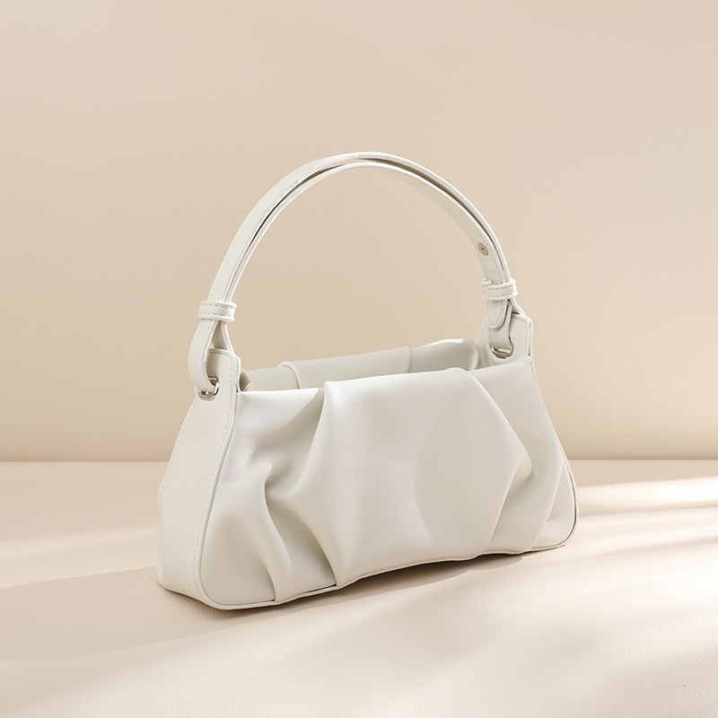 Folded Armpit Bag French Simple One shoulder Portable Cloud Bag White - Shop at LoveMi