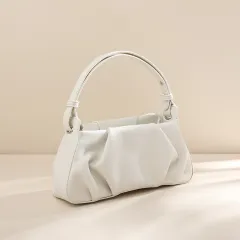 Folded Armpit Bag French Simple One-shoulder Portable Cloud Bag - White - View 1