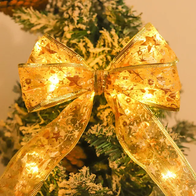 LED Copper Wire Lighting Chain Christmas Ribbon Golden Ribbon Warm Light - Shop at LoveMi