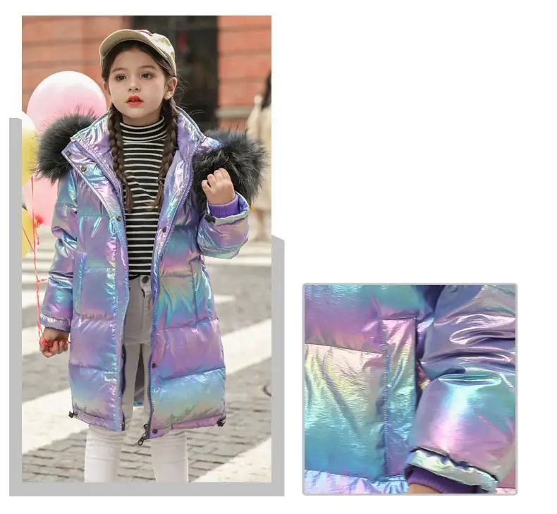 Men's And Women's Fashion Thick Fur Collar Glossy Disposable Down Jacket