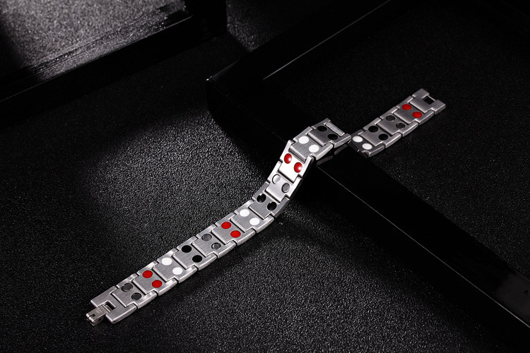 Title 3, Titanium Steel Gold Double Row Magnet Bracelet