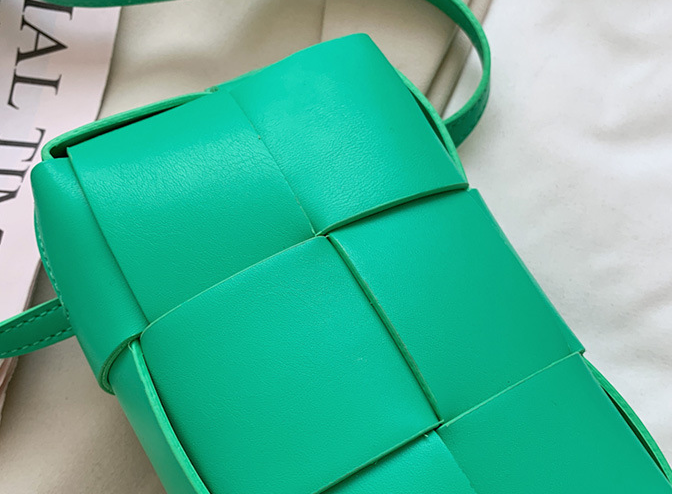 Avocado Green Fanny Pack With Square Plaid Braid Bag