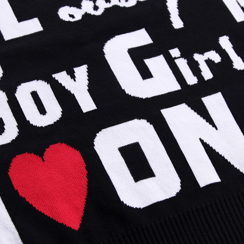 Big Children's Sweater Autumn Cotton Knit Sweater Female Love Letter Double Coat