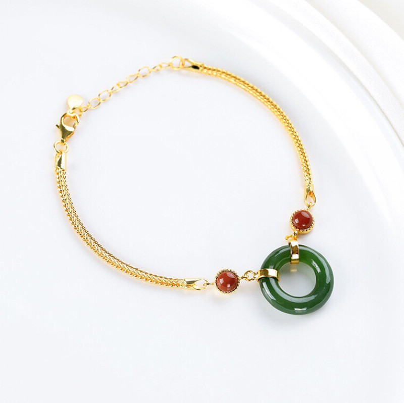 Sterling Silver Jewelry Vintage Thai Silver Hetian Jade Plated