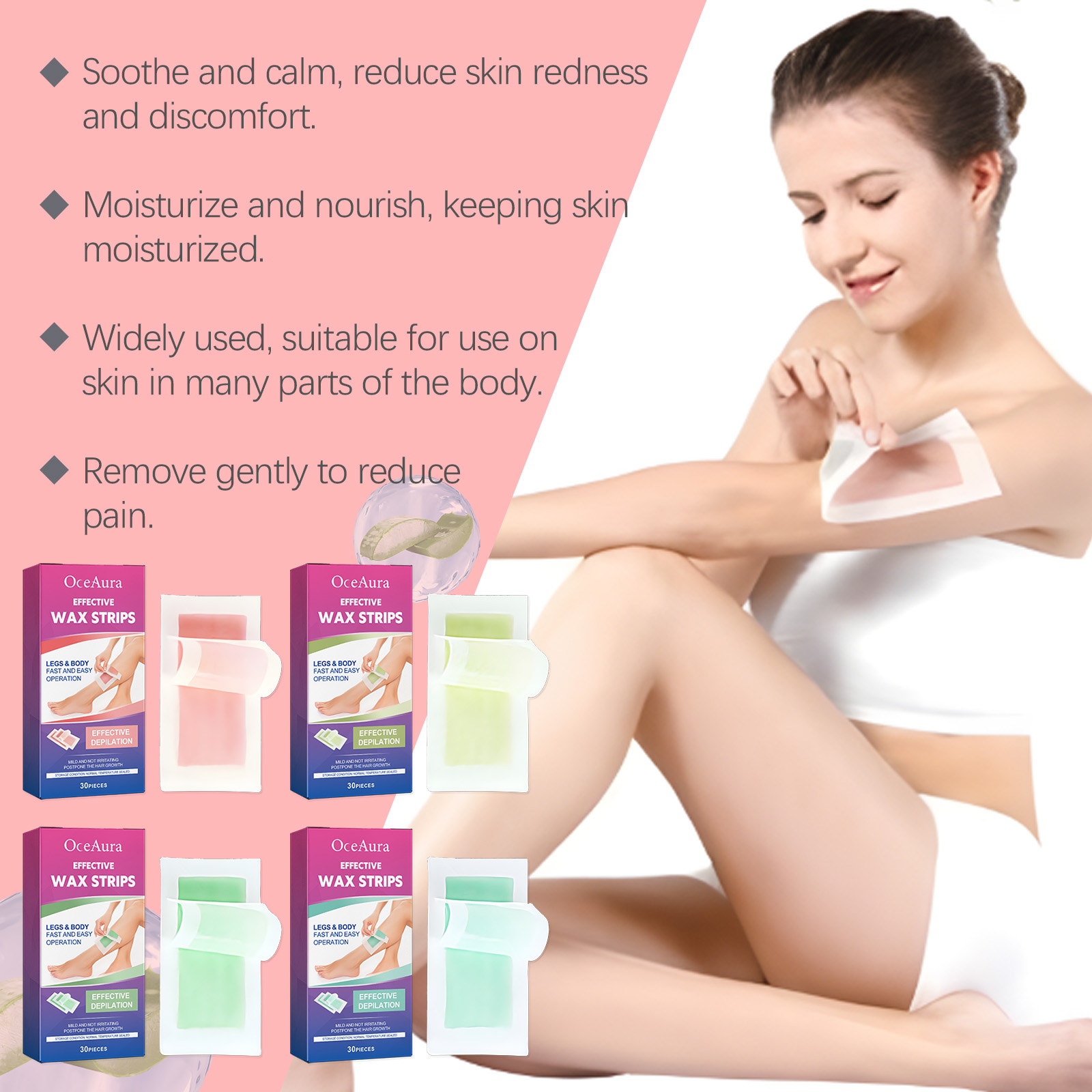 Blueberry Scented Hair Removal Wax Paper 30pcs 1 Box — foto 9