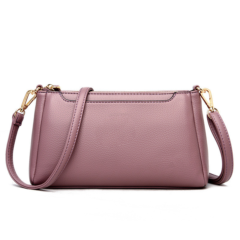 Soft Leather Multi-layer Middle-aged Women's Shoulder Messenger Bag