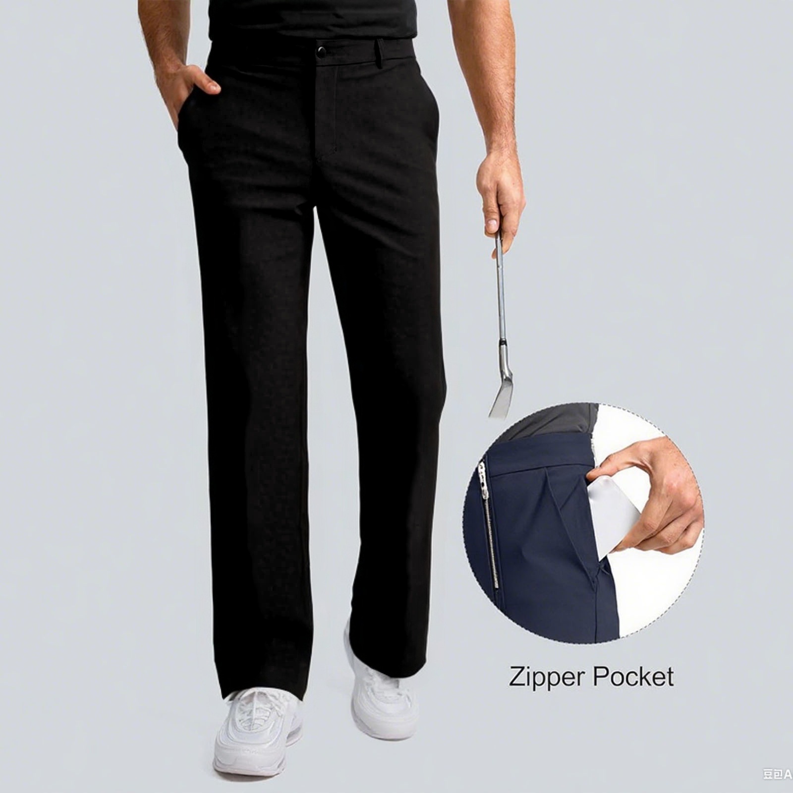 Men Breathable Multi-Pocket Straight Casual Work Trousers Adjustable Waist