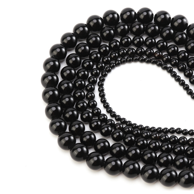 Title 2, New Black Agate Round Beads