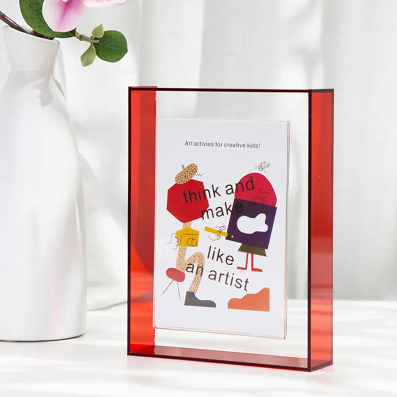 Simple Acrylic Desktop Transparent Display Stand Square Color Phase Stand - Red