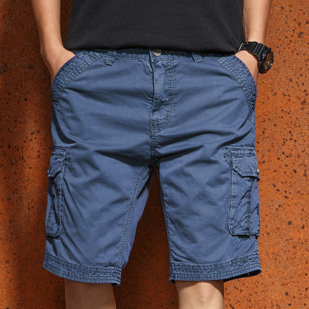 Men's Casual Five-point Pants Solid Color Multi-pocket