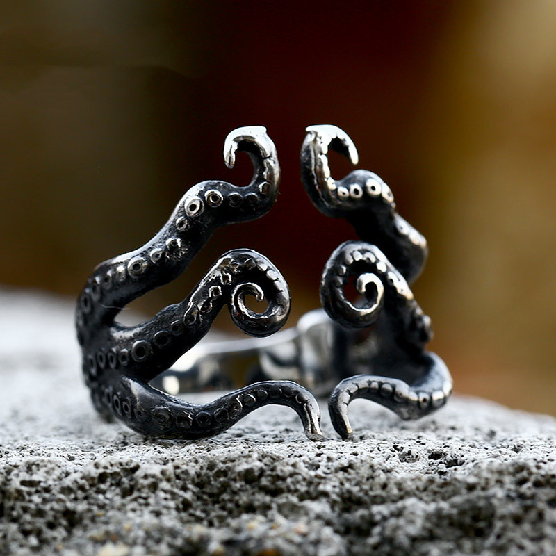 Mens Fashion Personalized Squid Whiskers Stainless Steel Ring