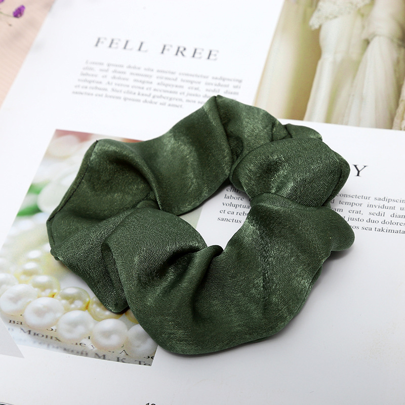 Sweet And Girly Solid Color Large Intestine Hair Ring Headwear Dark Green - Shop at LoveMi