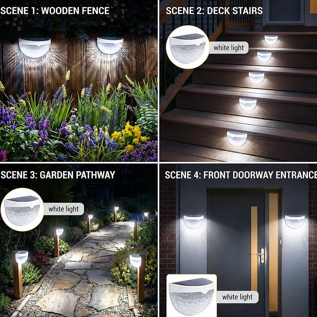 8PCS Super Bright Solar Powered Door Fence Wall Lights LED Outdoor Garden Lamp — image 5