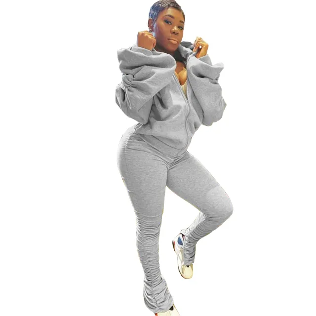 Women Sportswear Set Long Sleeve Autumn Tracksuit Grey - Shop at LoveMi
