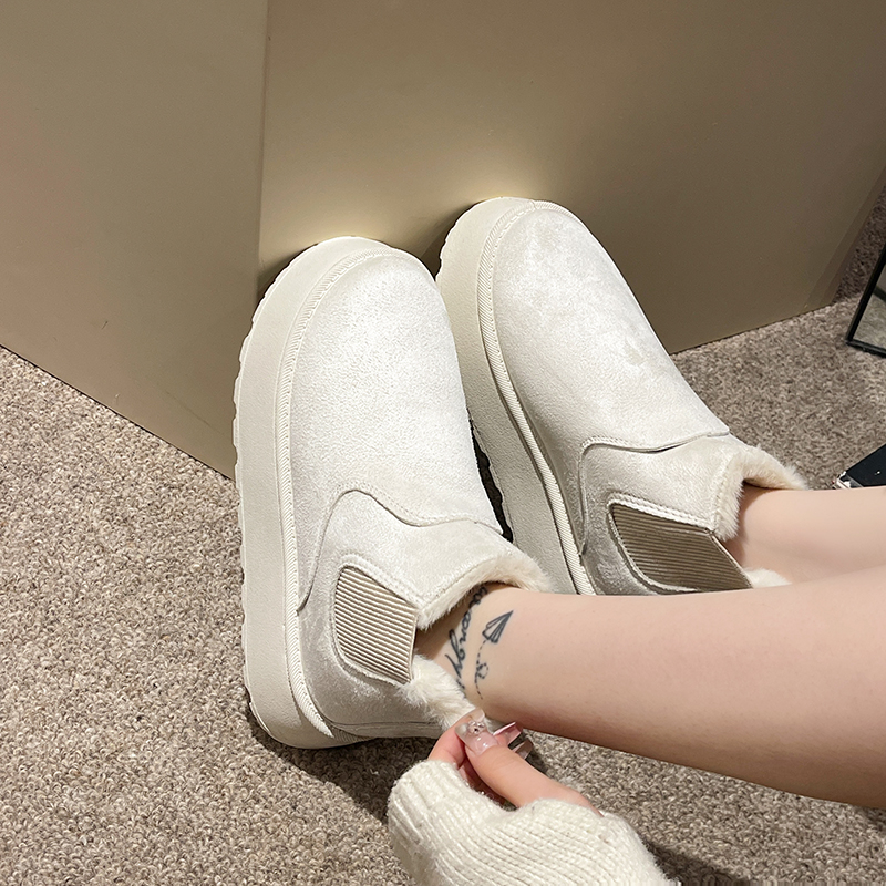 Snow Boots Women Short Shaft New Arrival Winter Fleece-Lined Thickened Puffer Shoes, Slip-on Plus Size Wholesale Warm Padded Cotton Shoes