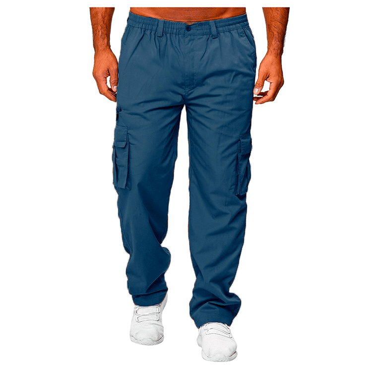 Men Casual Cargo Pants Loose Fit Multi-Pocket Cotton Work Trousers Outdoor Wear - Picture 7 of 10