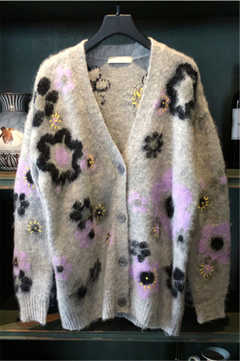 Autumn And Winter Knitted Cardigan Mid-length Loose Sweater Coat