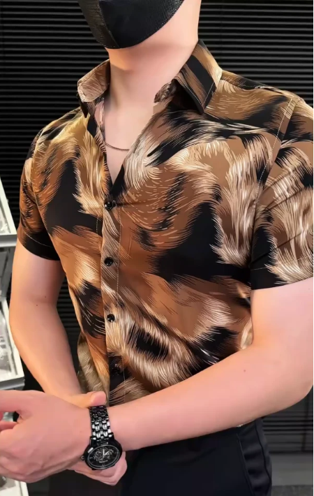Men's Tiger Stripes Print Shirt