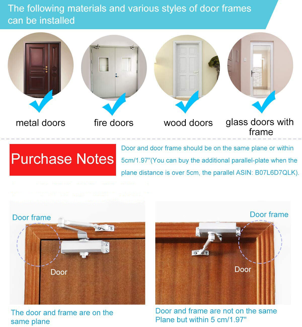 40-65KG Heavy Duty Fire Rated Overhead Door Closer Opener Adjustable Soft Close