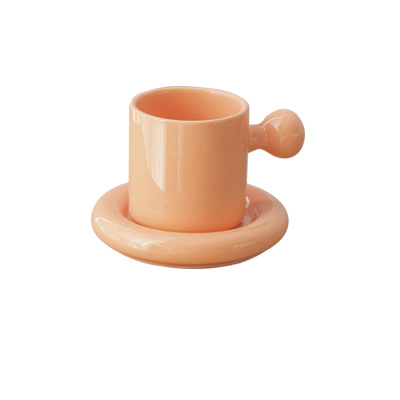 Vitality Egg Yolk Cup Mug and Saucer Set (Yellow-A set)