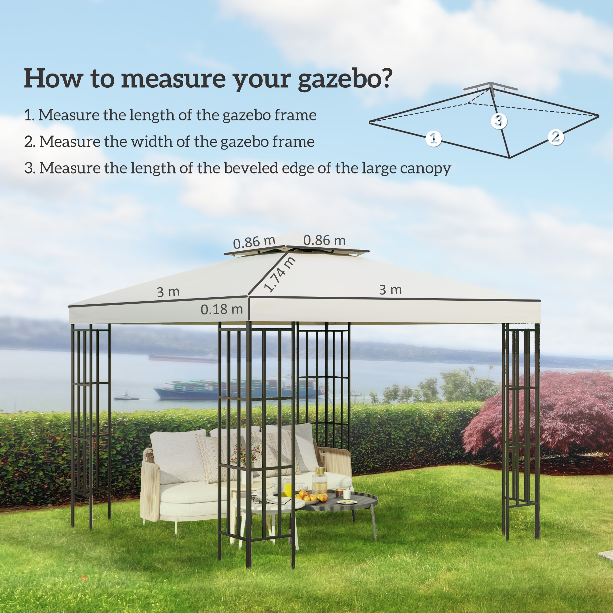 Replacement Parts For Roof-3x3 Meters - Off White