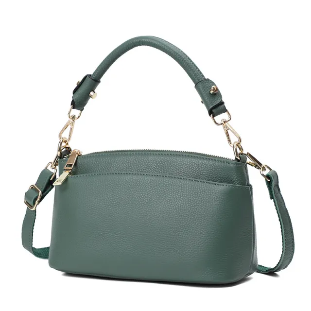 Women's Leather Fashion Handheld One Shoulder Messenger Bag Green - Shop at LoveMi