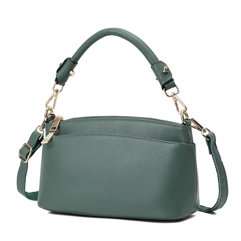 Women's Leather Fashion Handheld One Shoulder Messenger Bag - Green