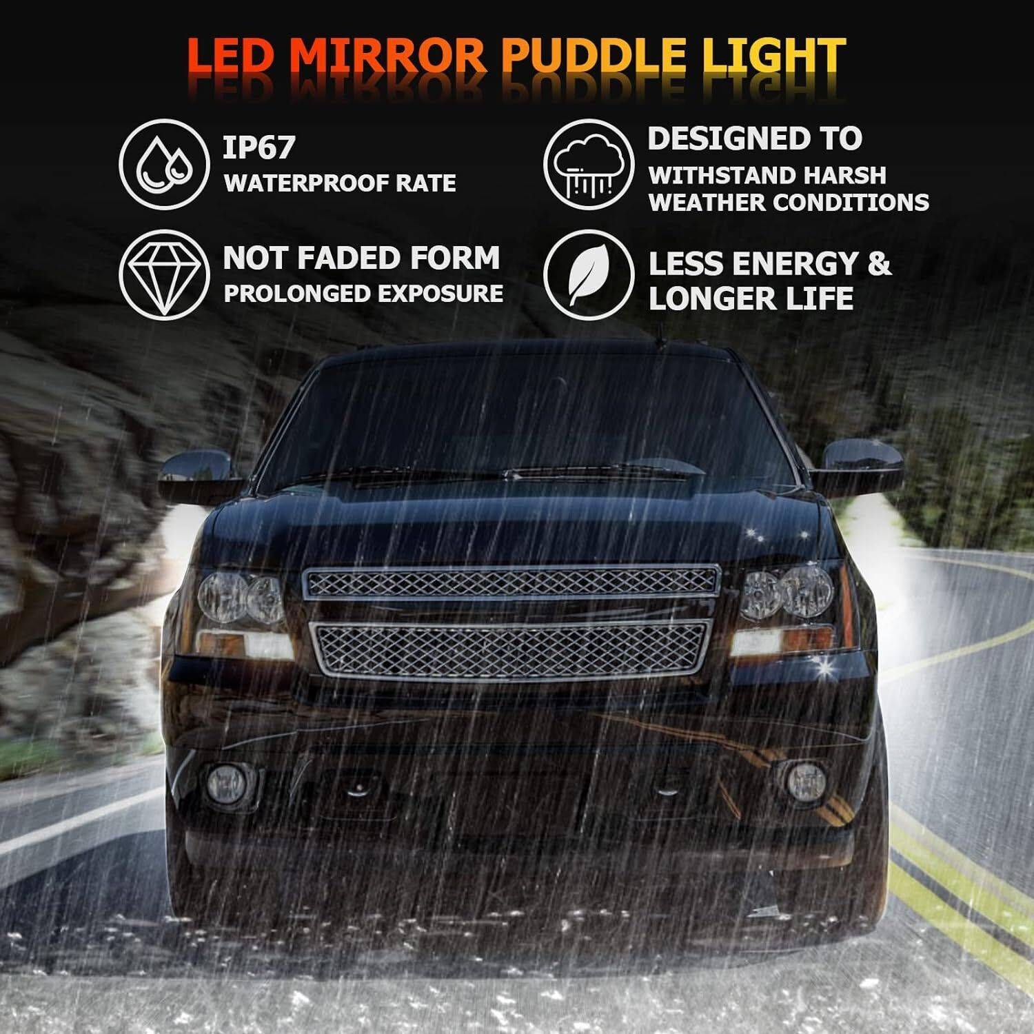 2X LED Side Mirror Puddle Lights For 07-14 Yukon Sierra Tahoe Avalanche Escalade — foto 4