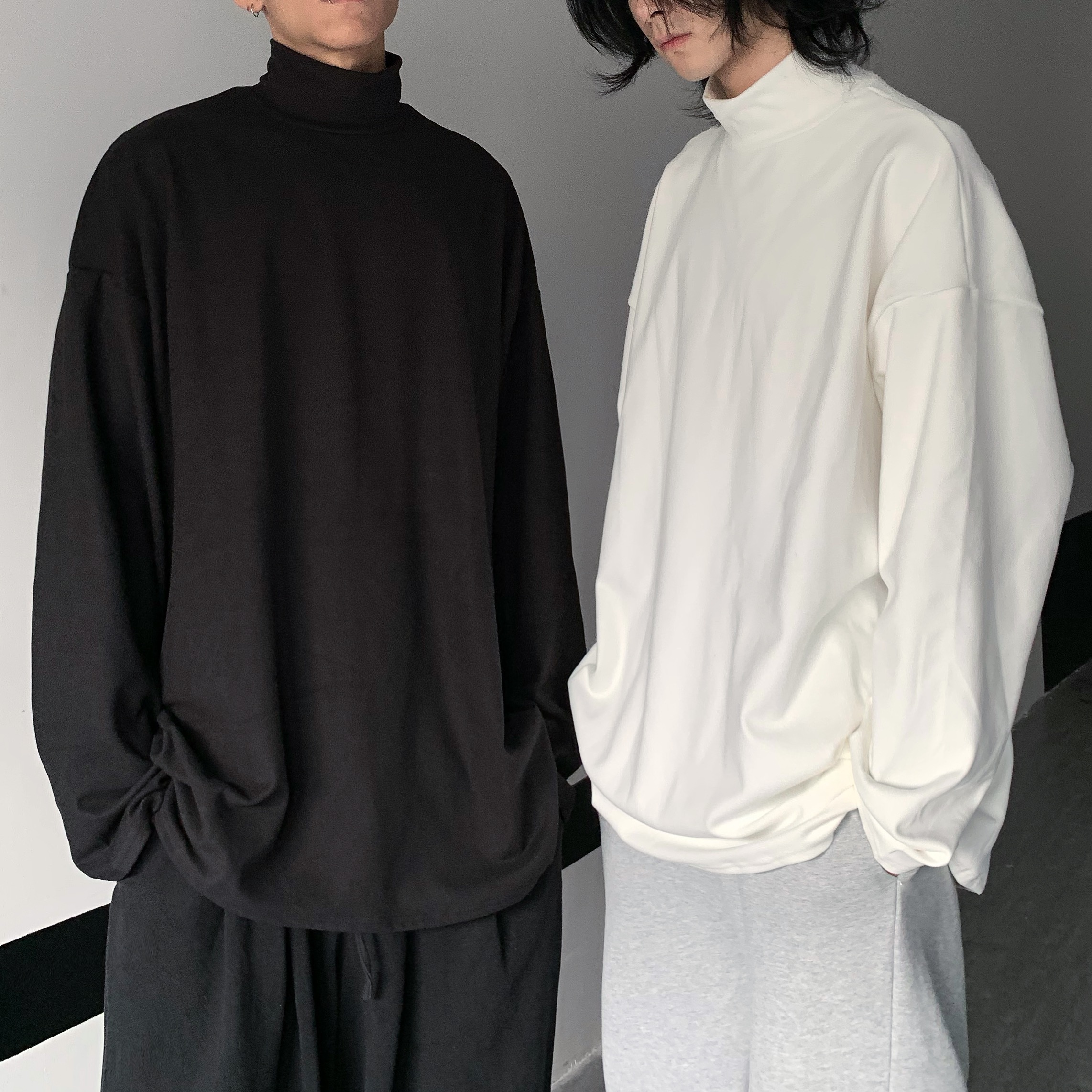 High Neck And Long Sleeve Loose Lining Top