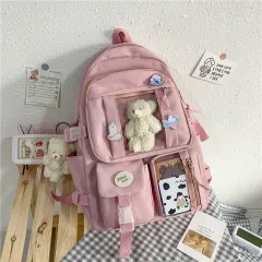 Large-capacity Schoolbag Female Korean Cartoon Backpack - Pink - View 1