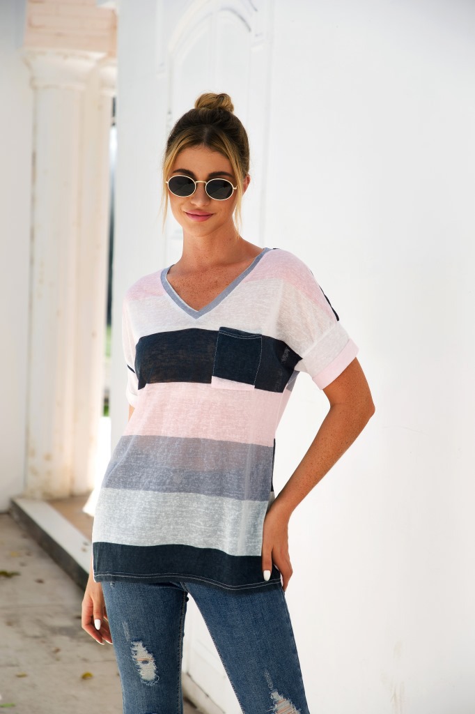 Title 6, Summer Pocket Striped Short Sleeve T Shirt