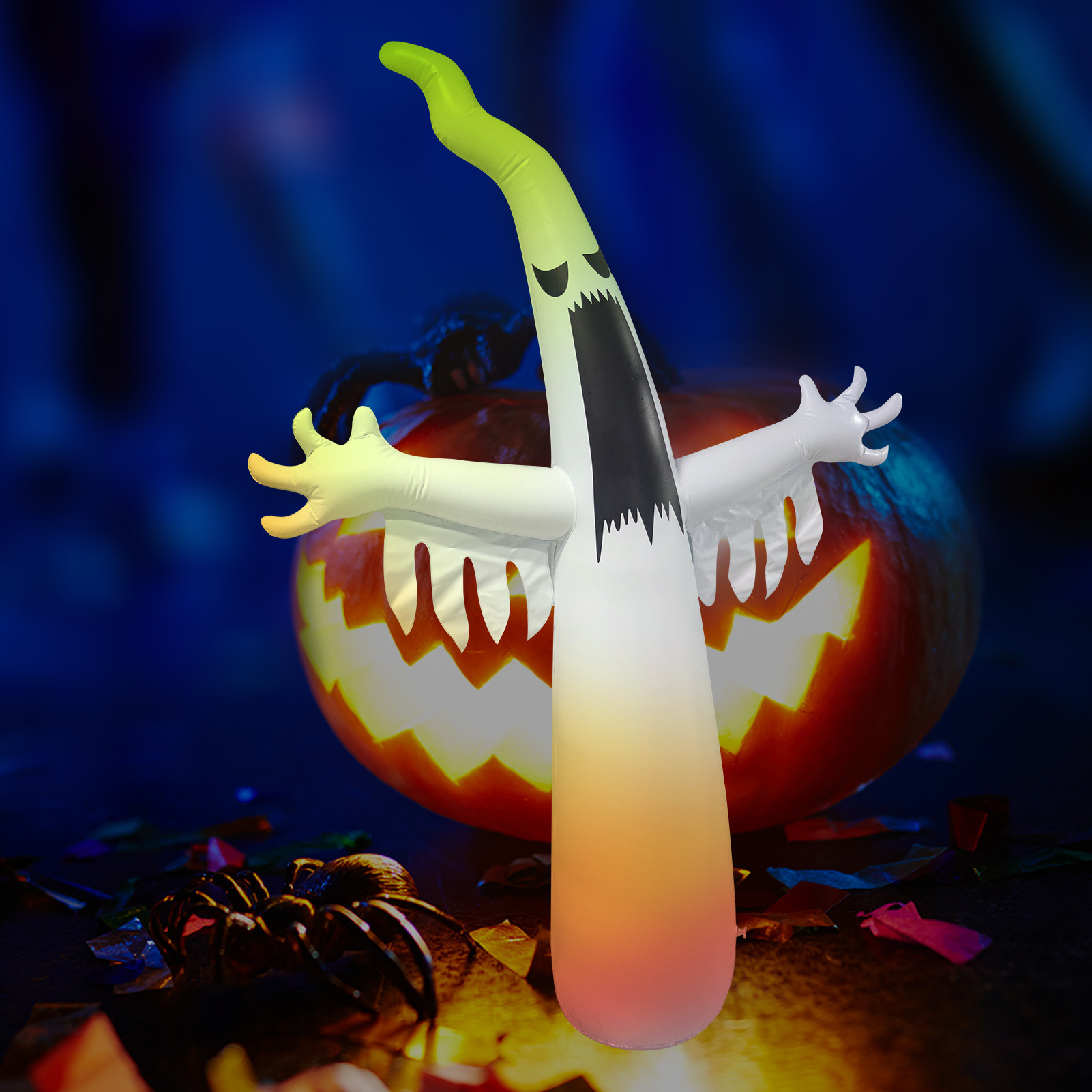 Grand fantôme gonflable culbuteur Halloween LED 2,5 m 4