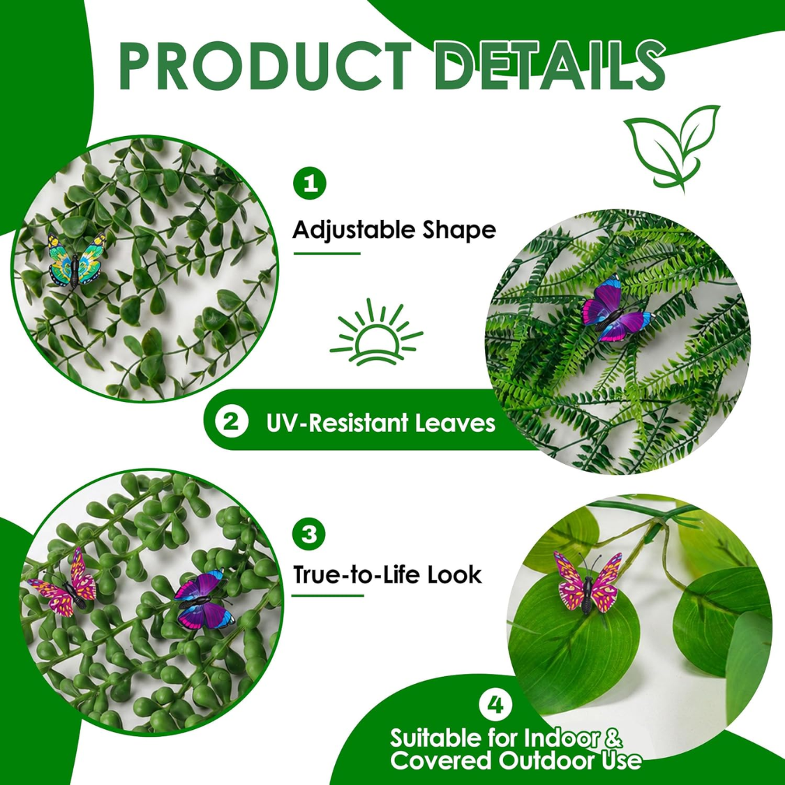 Fake Hanging Plants With Butterflies For Shelf Wall Decor  Artificial Eucalyptus Ivy Vines Faux Potted Hanging Plants Indoor For Bathroom Kitchen Office Wall Shelf Outdoor Decor thumbnail 4