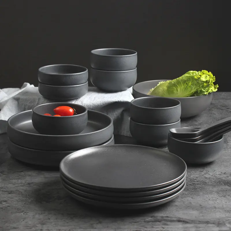 Nordic Ceramic Rice Bowl Steak Plate Deep Household Tableware