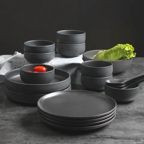 Nordic Ceramic Rice Bowl Steak Plate Deep Household Tableware