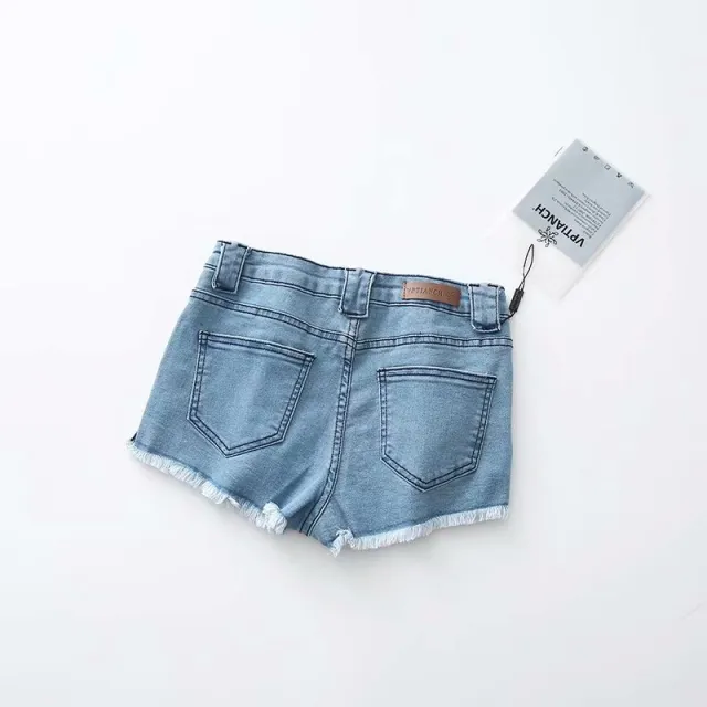 High Waist Stretch Fit Front Zip Denim Shorts Blue - Shop at LoveMi