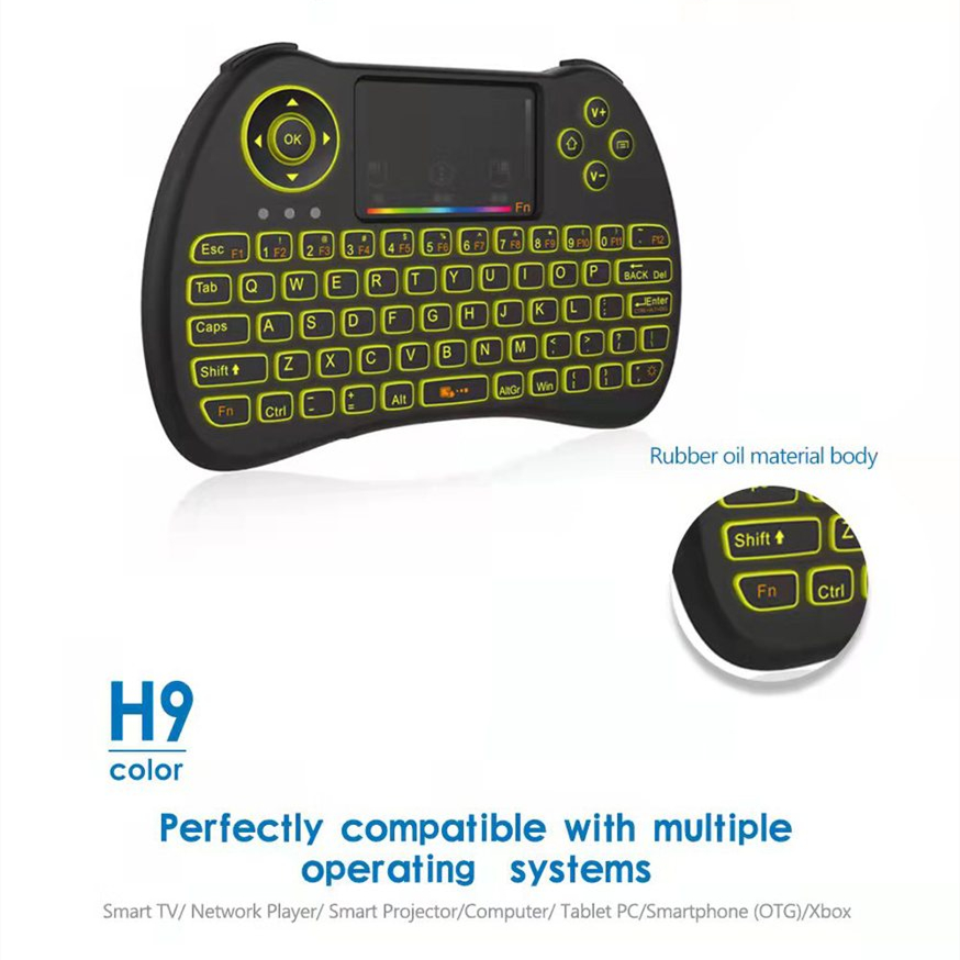 H9 Wireless Air Mouse Keyboard- Black Backlit