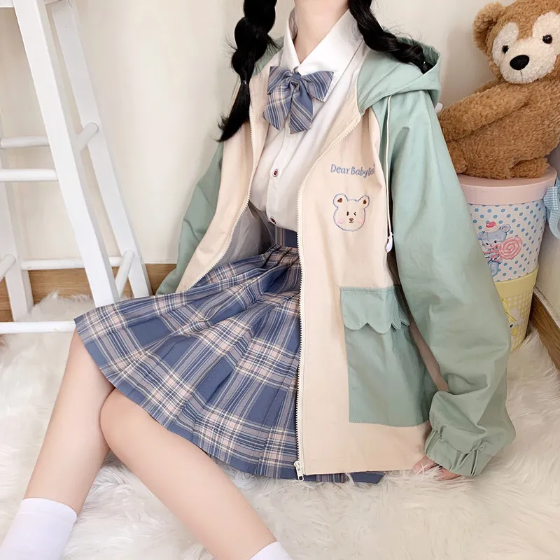 Girl's Spring And Autumn Baseball Jacket - Green