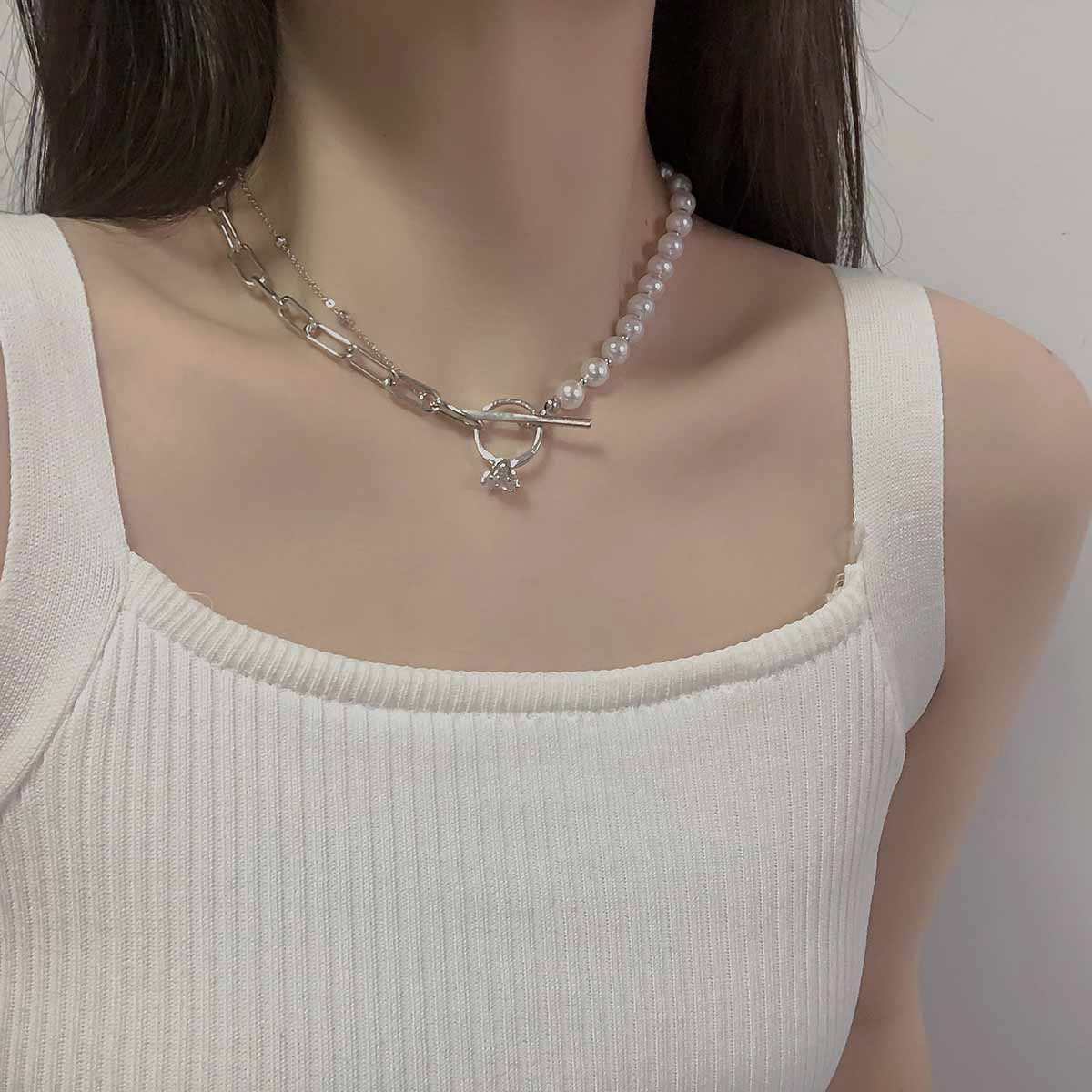 Japanese And Korean Style Niche Design Pearl Splicing Chain