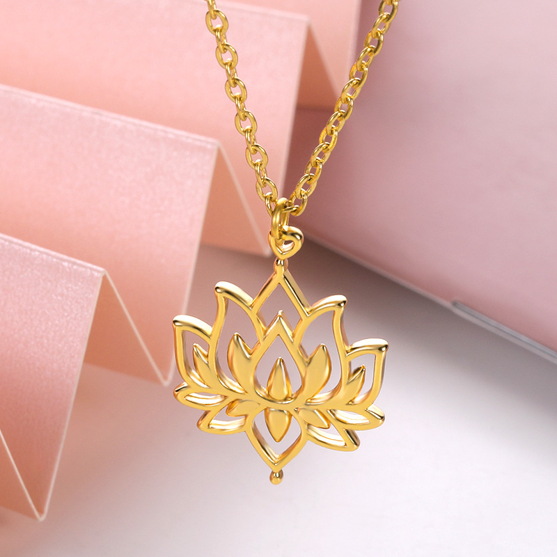 Simple Hollow Lotus Necklace Ladies Necklace Plant Series Summer Accessories Lotus Necklace