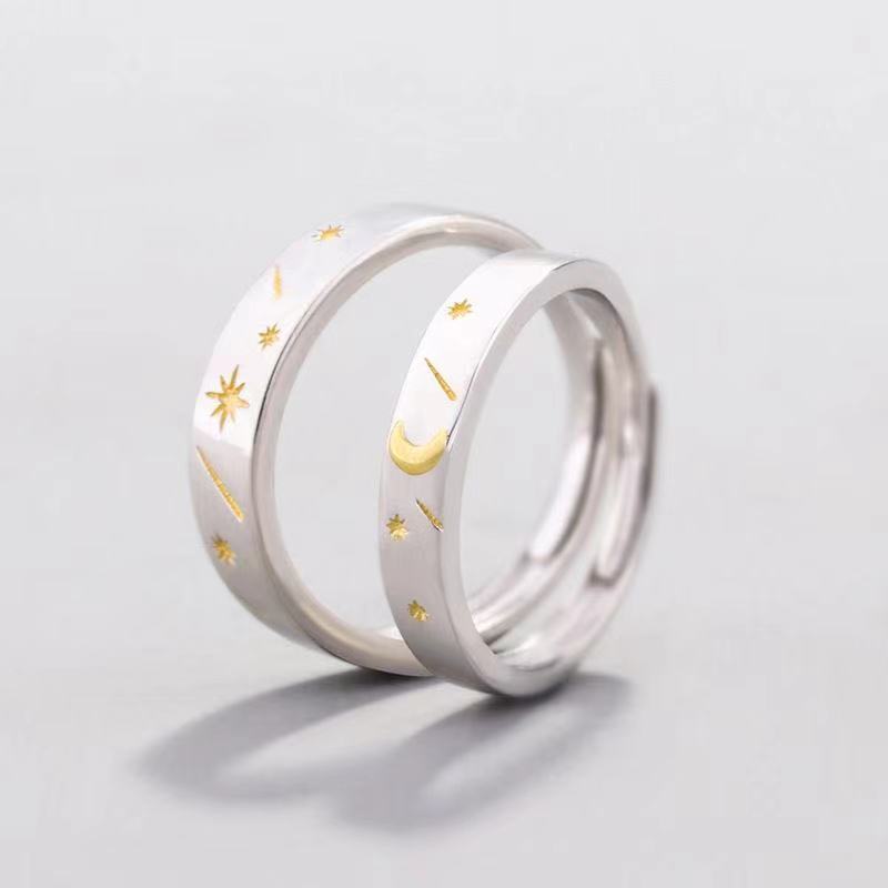 Title 1, Moon Star S925 Silver Simple Student Men And Wo...