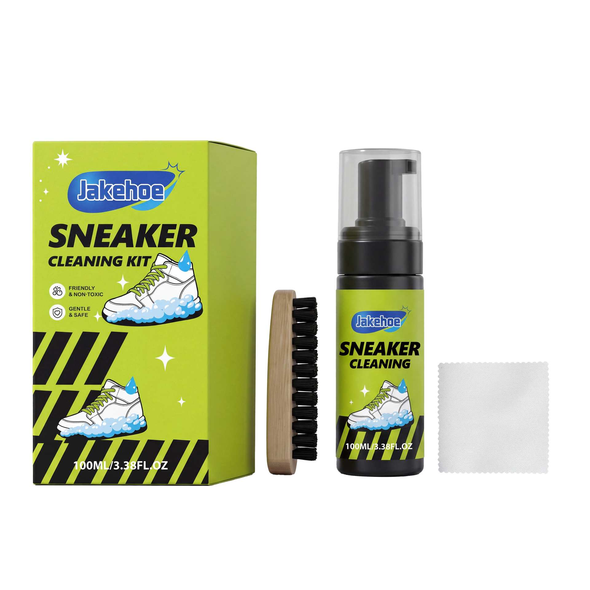 JAKEHOE Sneaker Cleaning Kit Gentle Formula For A Clean, Refreshed Finish Portable And Quick, Suitable For Everyday Use.