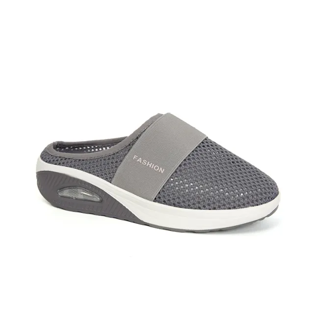 One Pedal Female Lazy Plus Size Thick Bottom Air Cushion Half Trawling Slippers Grey - Shop at LoveMi