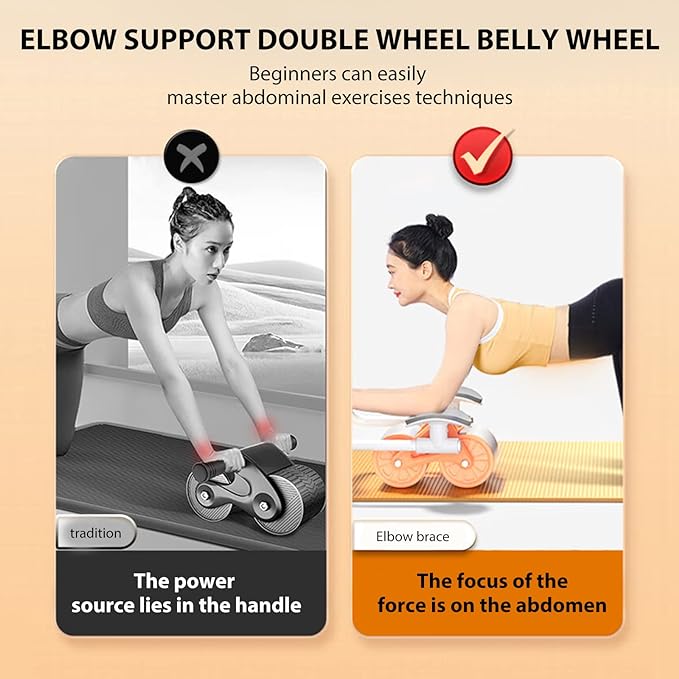 Elbow Support Automatic Rebound Abdominal Wheel Ab Roller for Abdominal Exercise Machine Abs Workout Equipment, Dolly Core Strengthening Trainer Fitness Belly Training