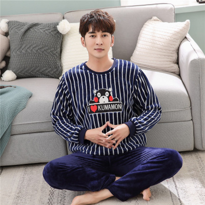 Фланелевой пижамный костюм с длинными рукавами и мягкой подкладкой